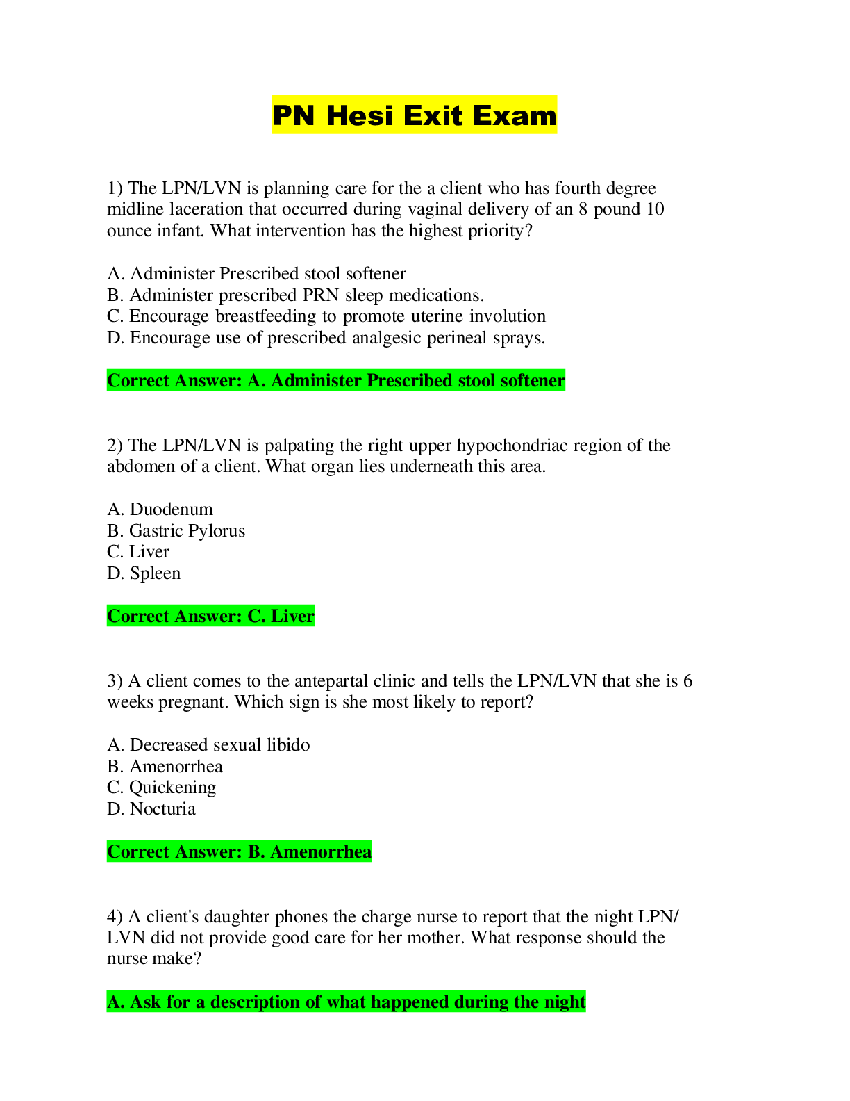 Preview image for HESI PN EXIT EXAM SOLUTION 2021/2022